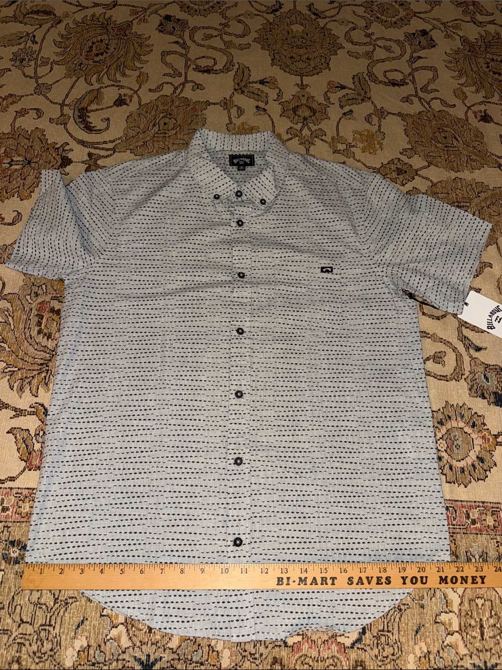 Billabong Men's Black and Gray Patterned Button Down Shirt - Picture 7 of 9